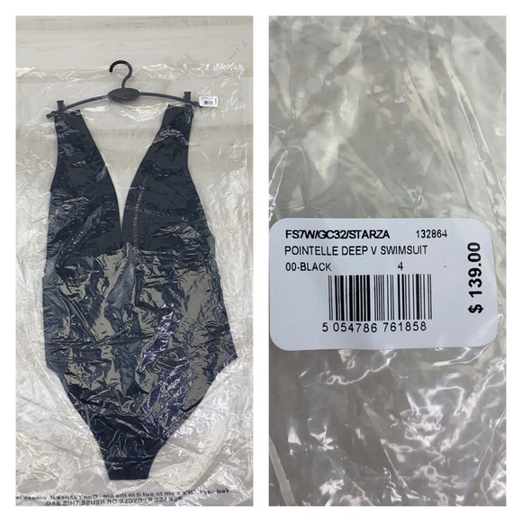 TED BAKER POINTELLE DEEP V SWIMSUIT Black NWT - Picture 11 of 11